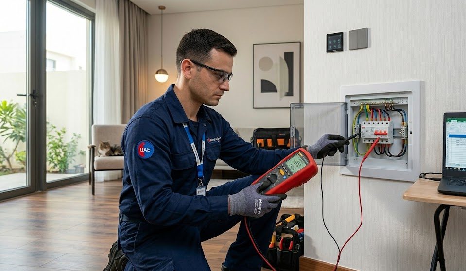 professional doing insulation resistance test in a house
